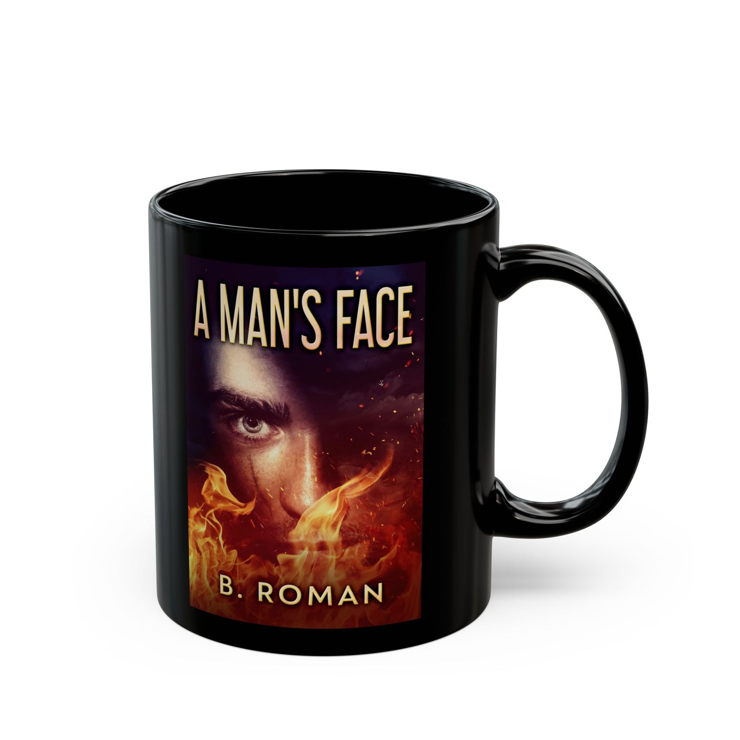 A Man's Face - Black Coffee Mug