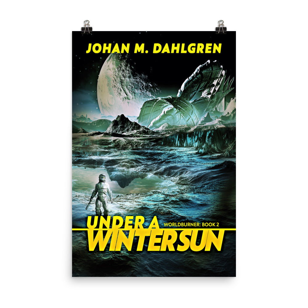 poster with cover art from Johan M. Dahlgren's book Under A Winter Sun