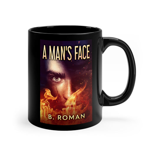 A Man's Face - Black Coffee Mug