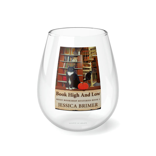 Book High And Low - Stemless Wine Glass, 11.75oz