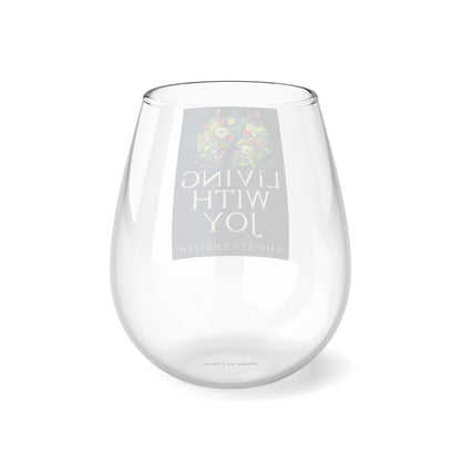 Living With Joy - Stemless Wine Glass, 11.75oz