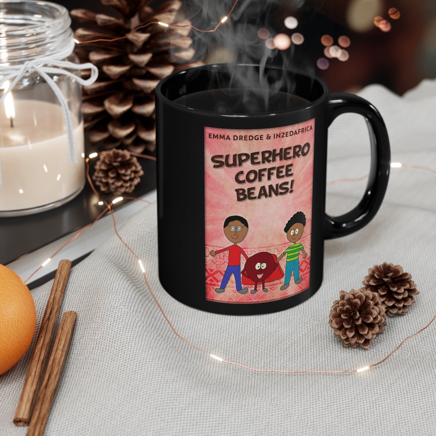Superhero Coffee Beans! - Black Coffee Mug