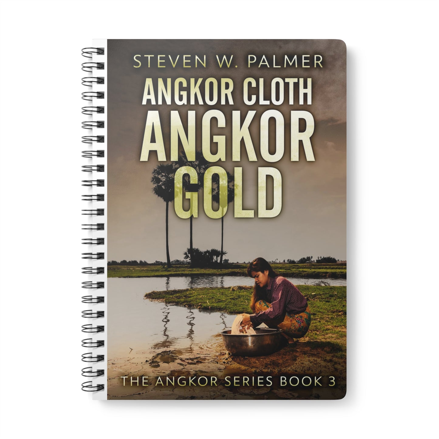 Angkor Cloth, Angkor Gold - A5 Wirebound Notebook