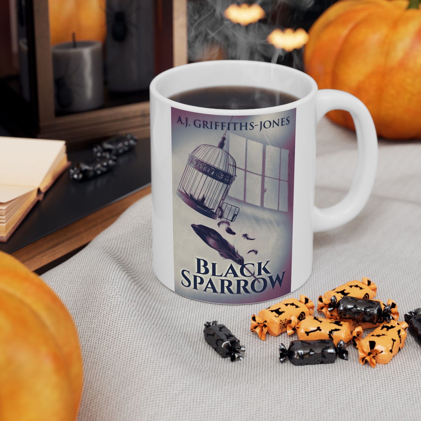 Black Sparrow - White Coffee Mug