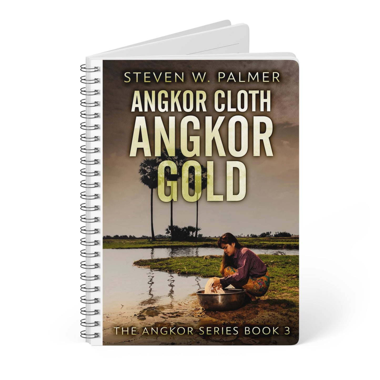 Angkor Cloth, Angkor Gold - A5 Wirebound Notebook
