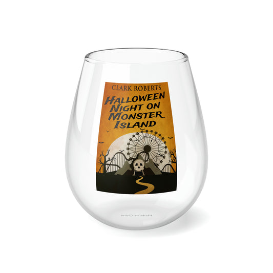 Halloween Night On Monster Island - Stemless Wine Glass, 11.75oz