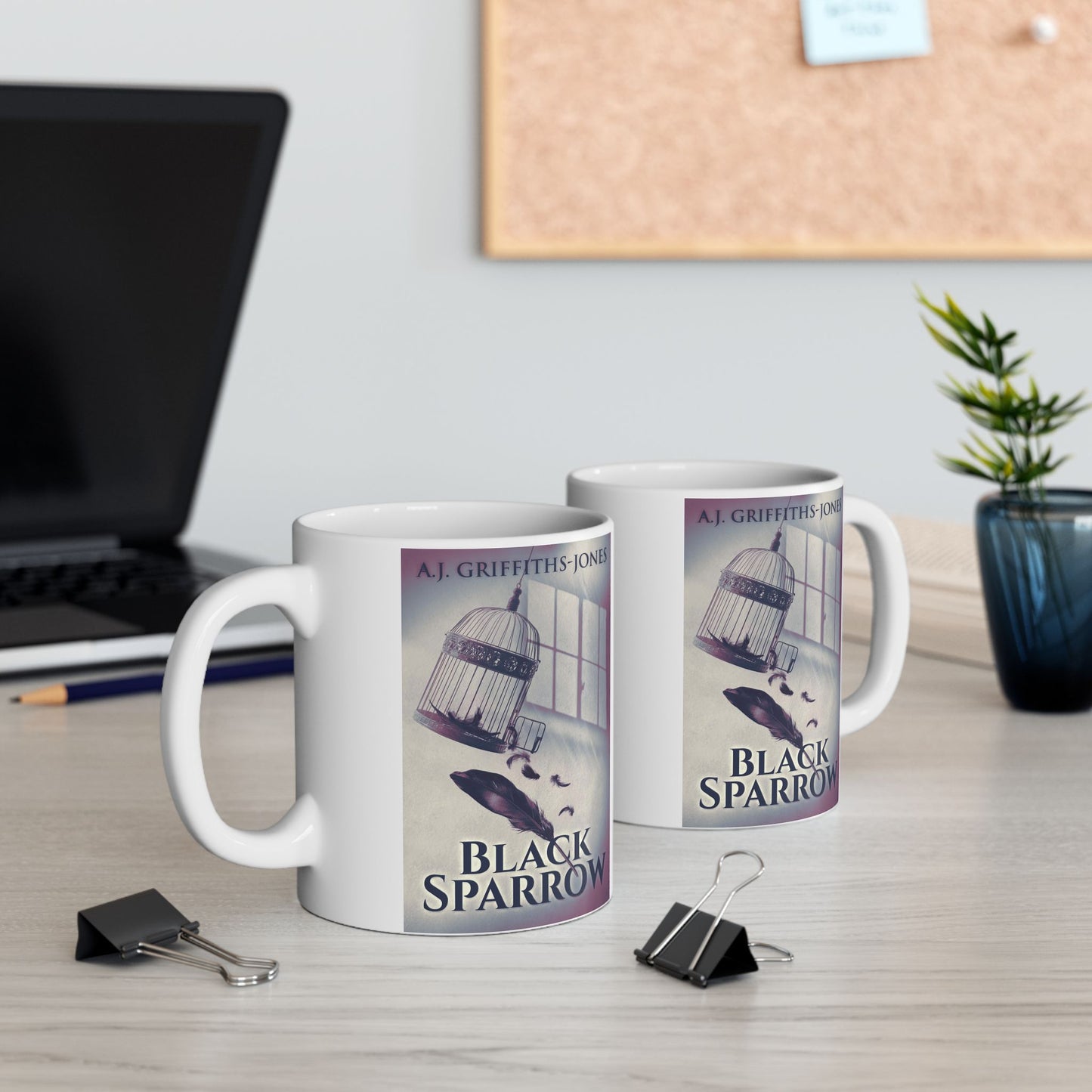Black Sparrow - White Coffee Mug
