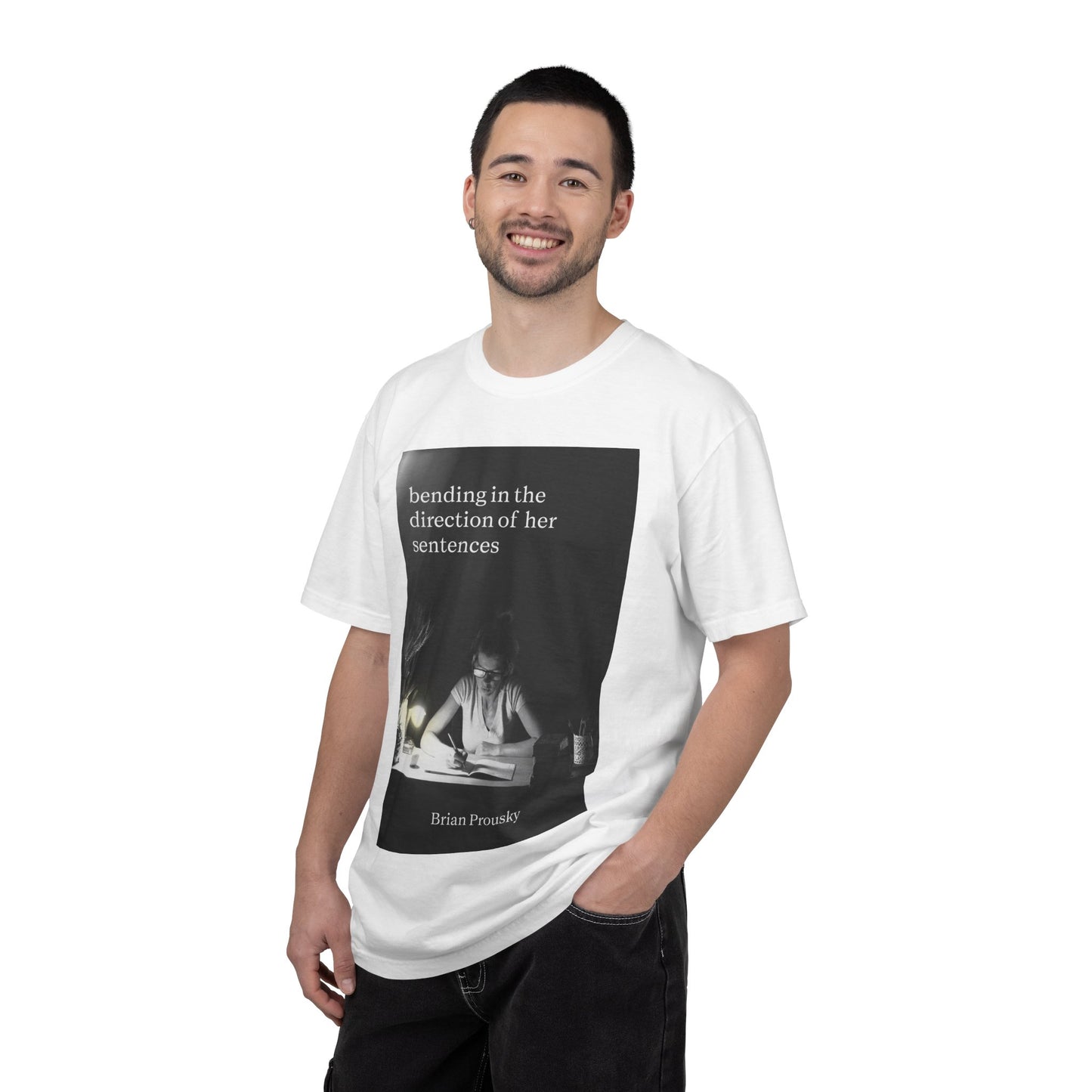 bending in the direction of her sentences - Unisex T-Shirt