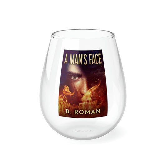 A Man's Face - Stemless Wine Glass, 11.75oz