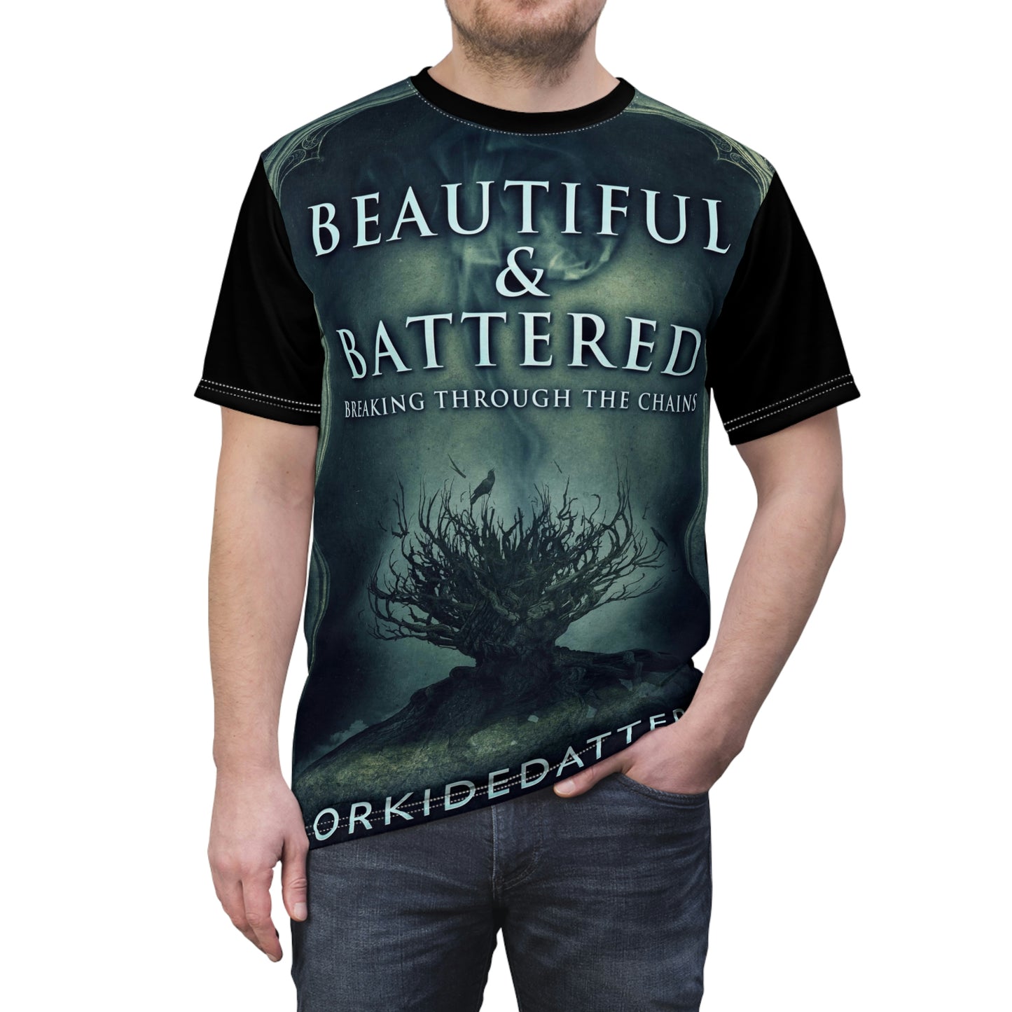 Beautiful & Battered - Unisex All-Over Print Cut & Sew T-Shirt