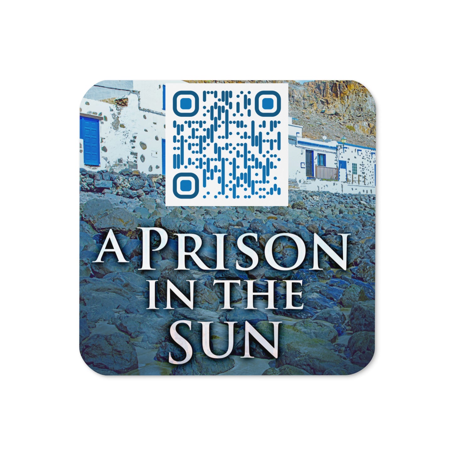 coaster with cover art from Isobel Blackthorn's book A Prison In The Sun