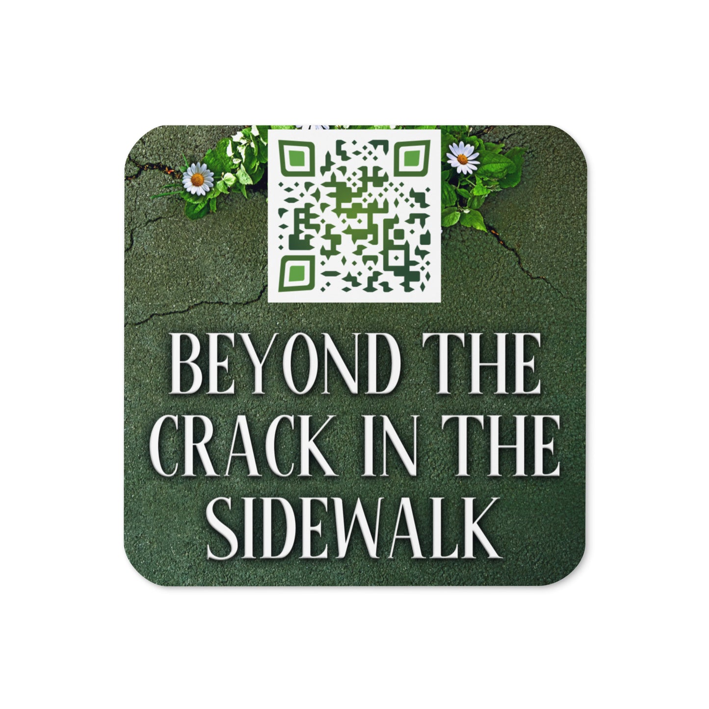 coaster with cover art from Maryann Miller's book Beyond The Crack In The Sidewalk