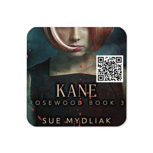 coaster with cover art from Sue Mydliak’s book Kane