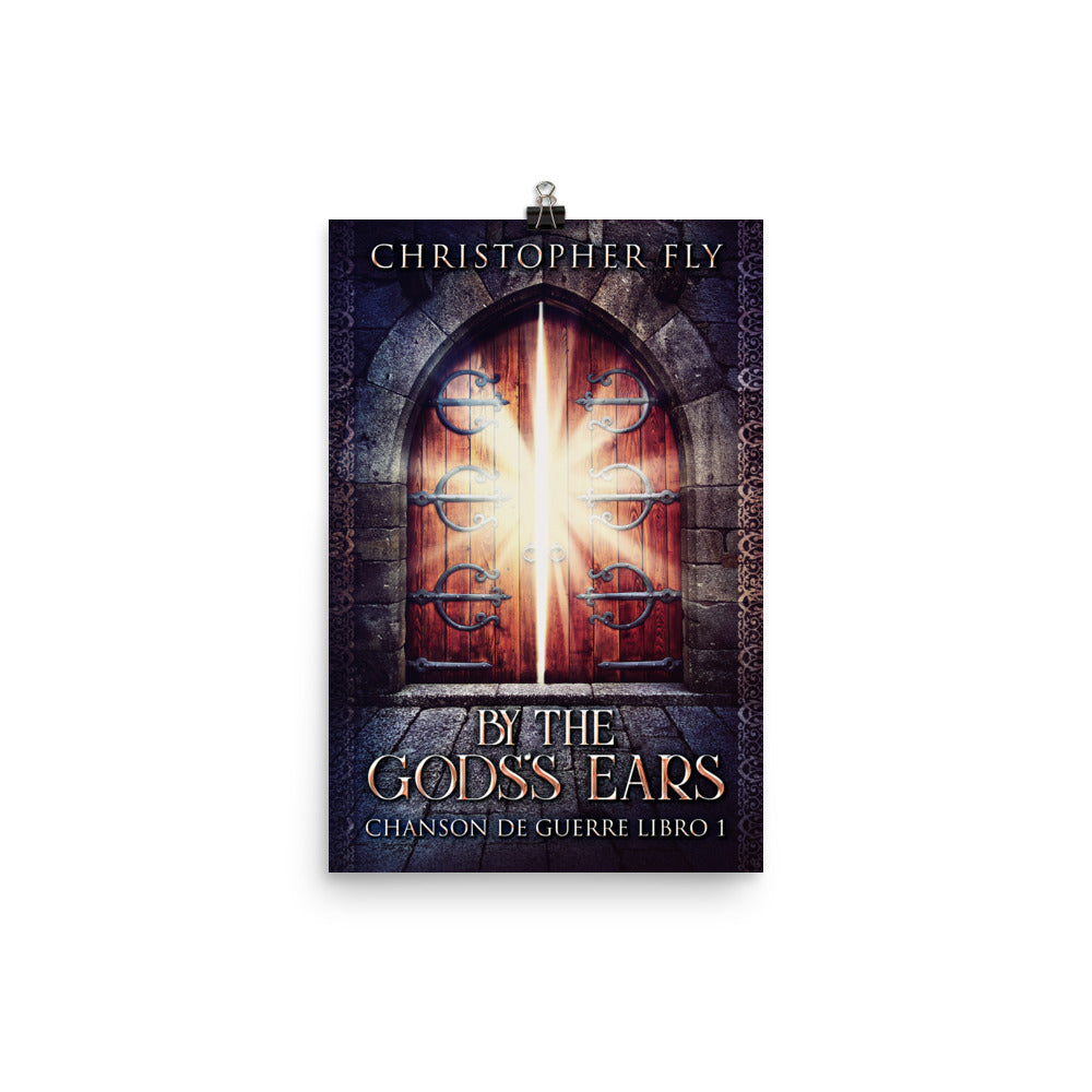 poster with cover art from Christopher Fly's book By The Gods's Ears