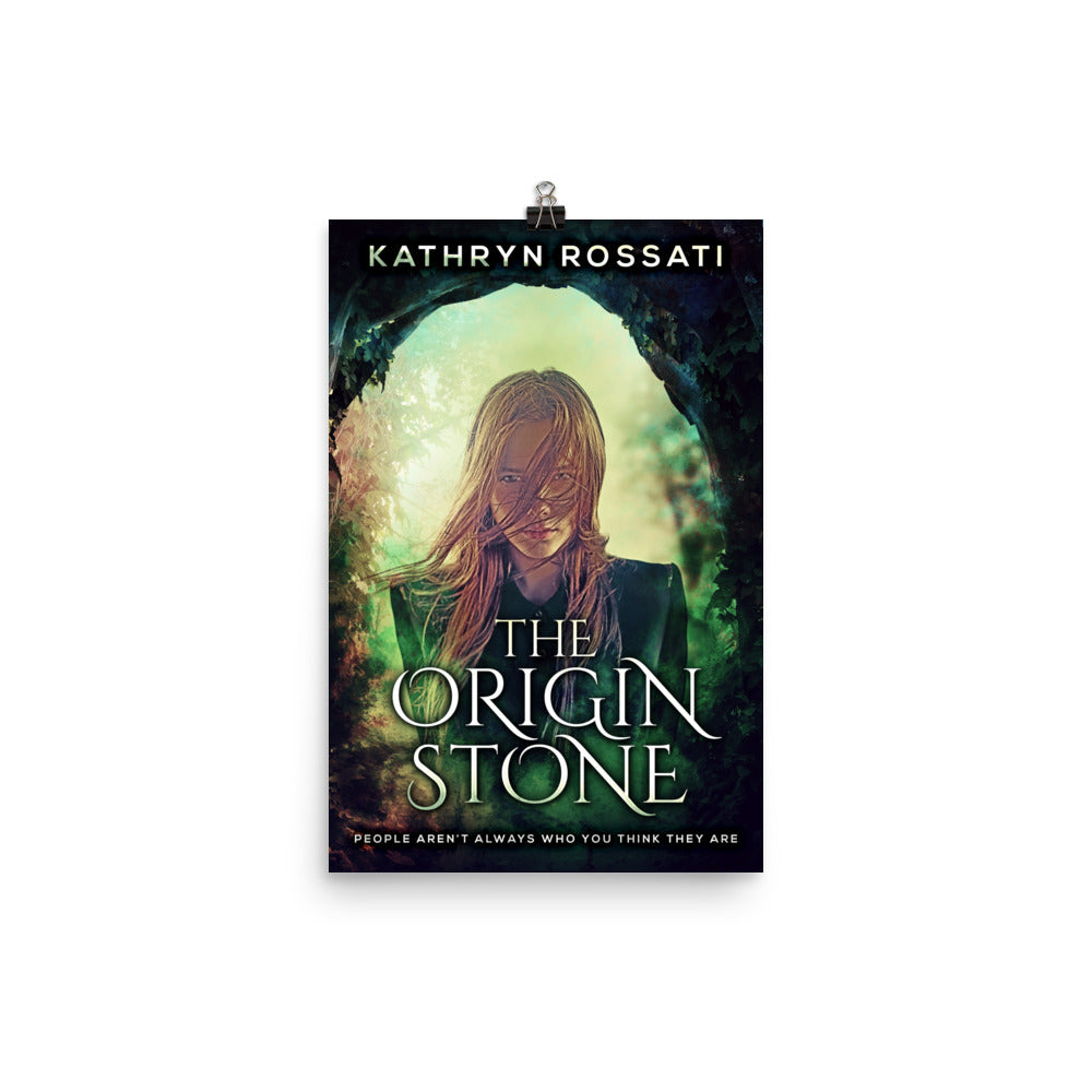 poster with cover art from Kathryn Rossati's book The Origin Stone