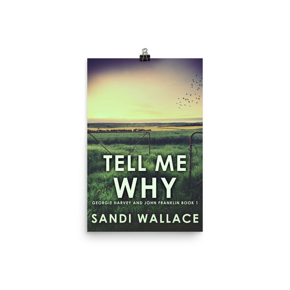 poster with cover art from Sandi Wallace's book Tell Me Why
