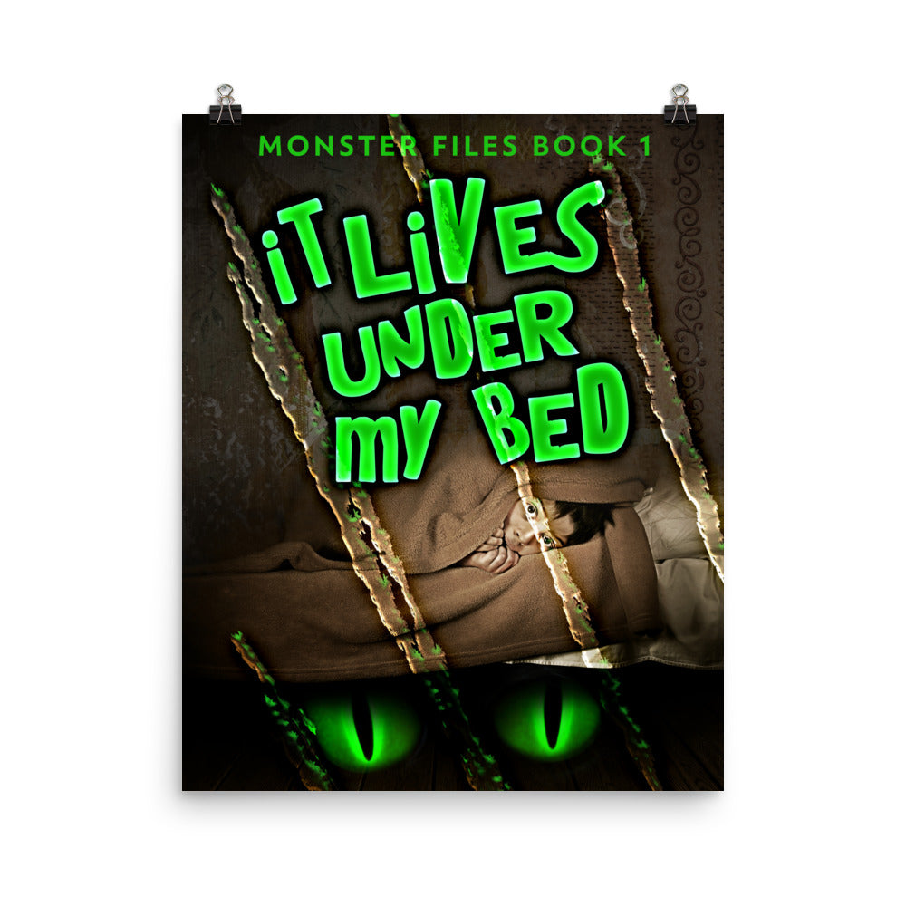 poster with cover art from A.E. Stanfill's book It Lives Under My Bed