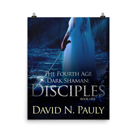 poster with cover art from David N. Pauly's book Disciples