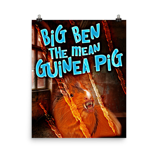 poster with cover art from A.E. Stanfill's book Big Ben The Mean Guinea Pig