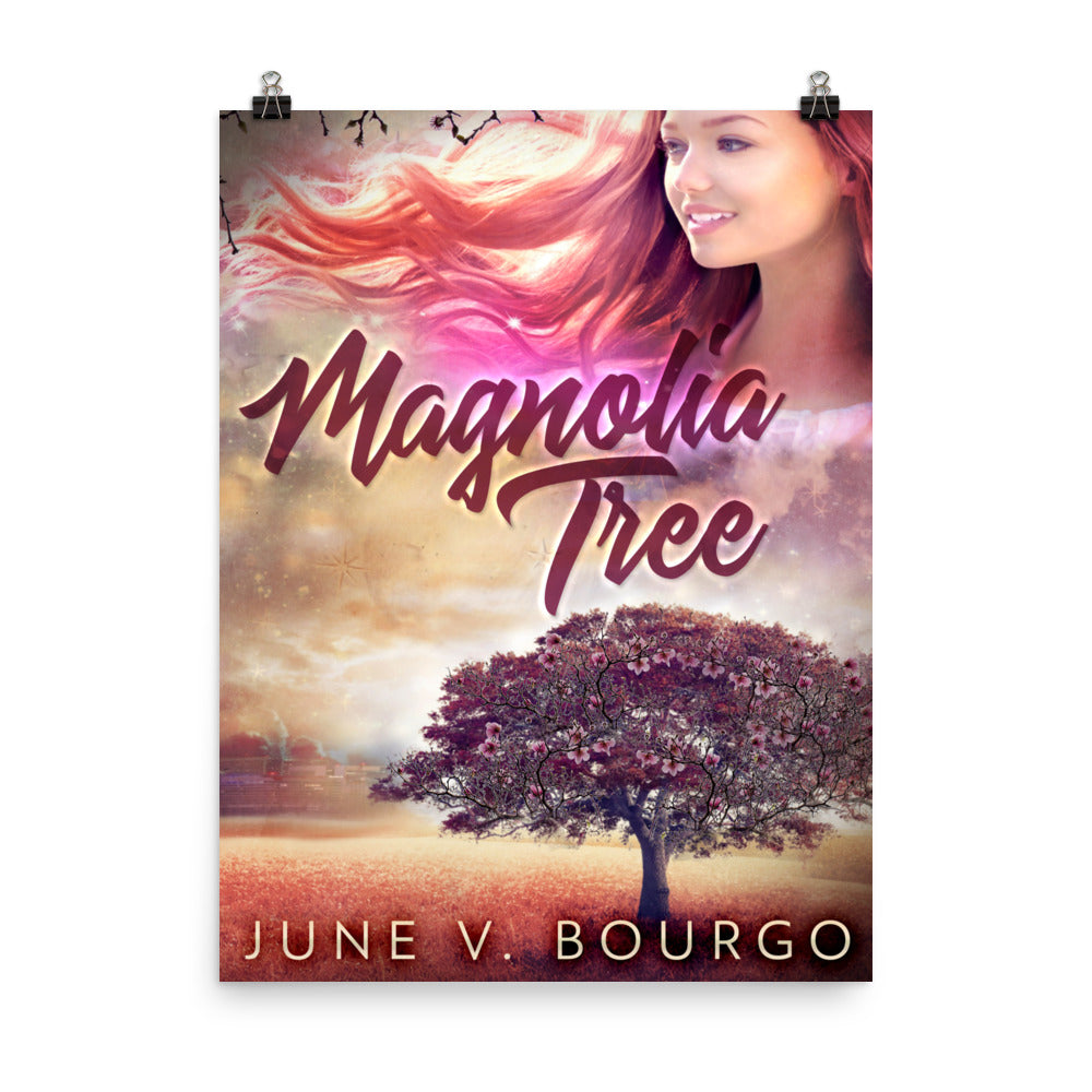 poster with cover art from June V. Bourgo's book Magnolia Tree