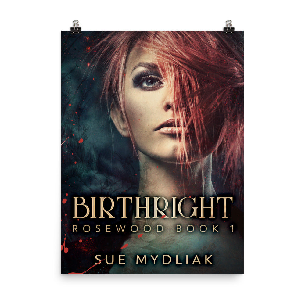 poster with cover art from Sue Mydliak's book Birthright