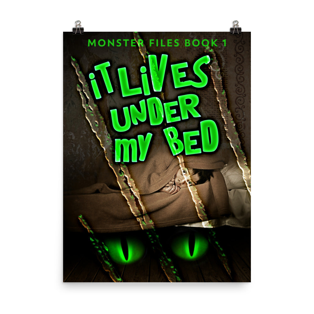 poster with cover art from A.E. Stanfill's book It Lives Under My Bed