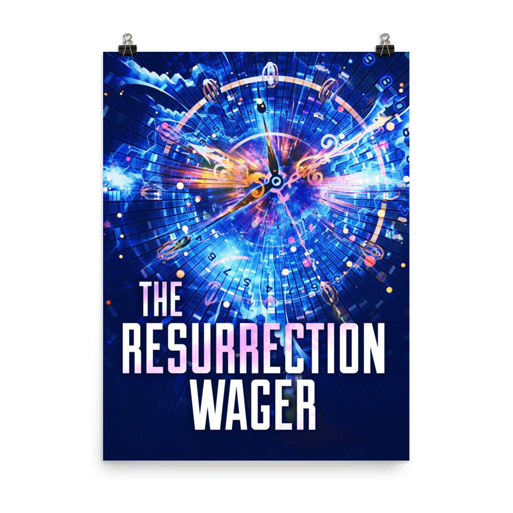 poster with cover art from Christopher Coates's book The Resurrection Wager