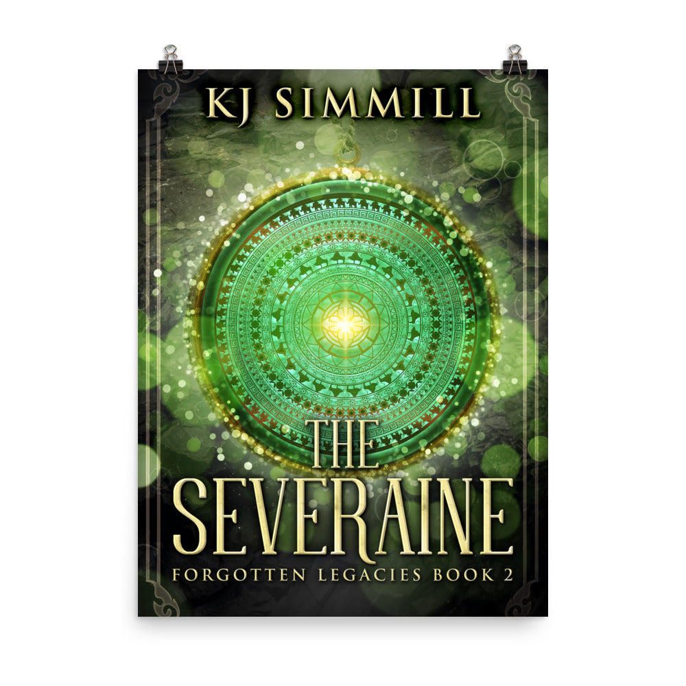 poster with cover art from KJ Simmill's book The Severaine