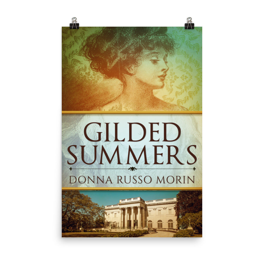 poster with cover art from Donna Russo Morin's book Gilded Summers