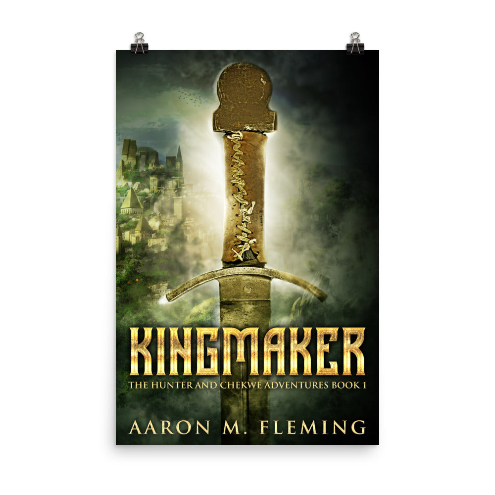 poster with cover art from Aaron M. Fleming's book Kingmaker