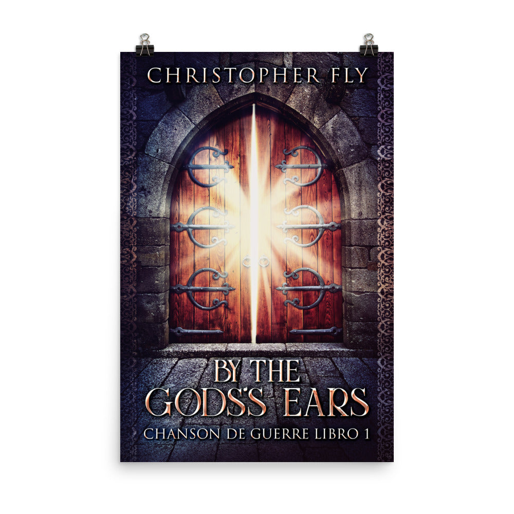 poster with cover art from Christopher Fly's book By The Gods's Ears