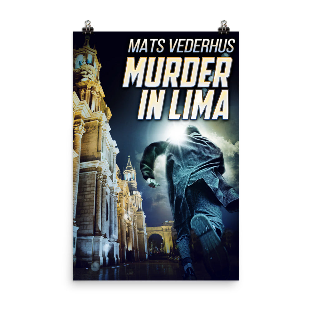 poster with cover art from Mats Vederhus's book Murder In Lima