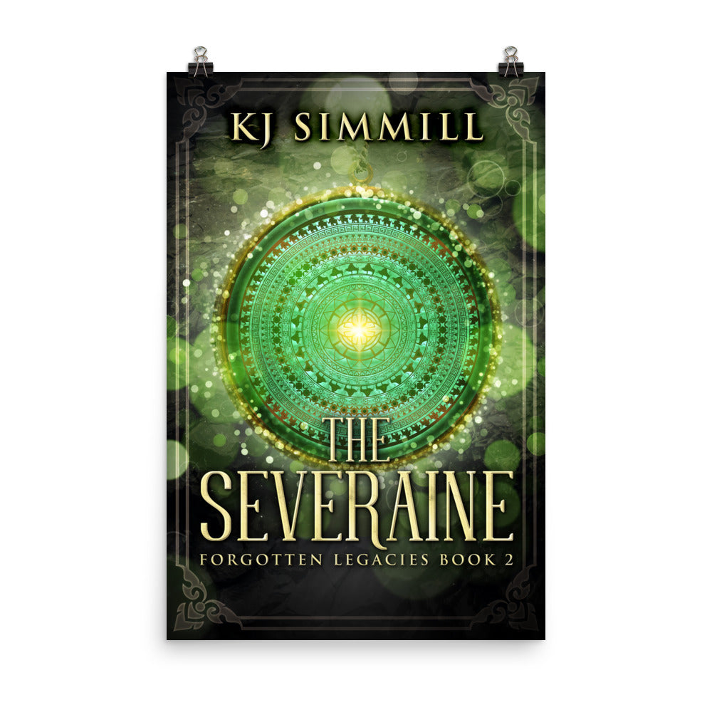 poster with cover art from KJ Simmill's book The Severaine