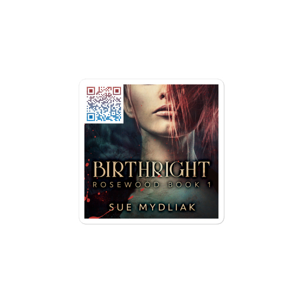 sticker with cover art from Sue Mydliak’s book Birthright