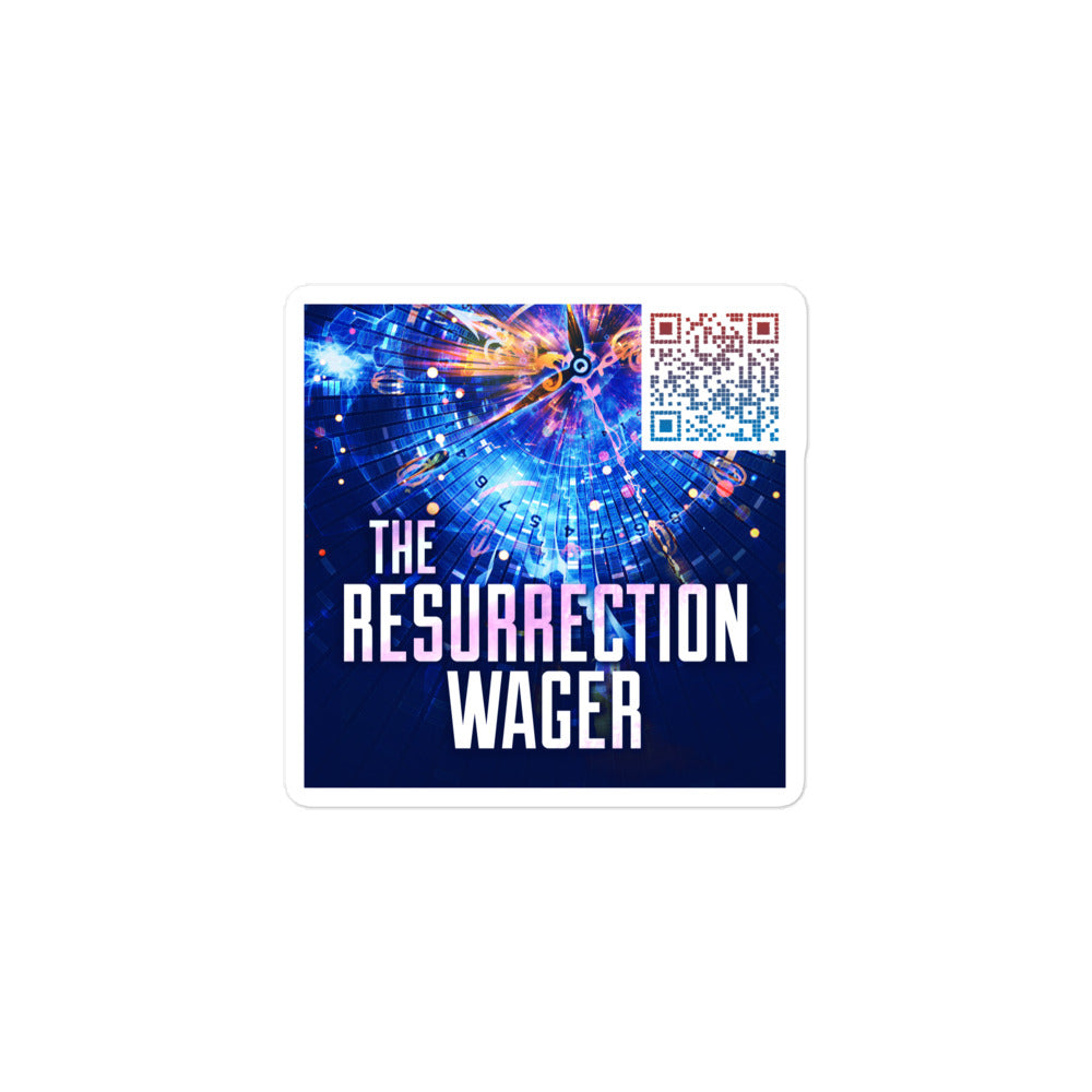 sticker with cover art from Christopher Coates’s book The Resurrection Wager