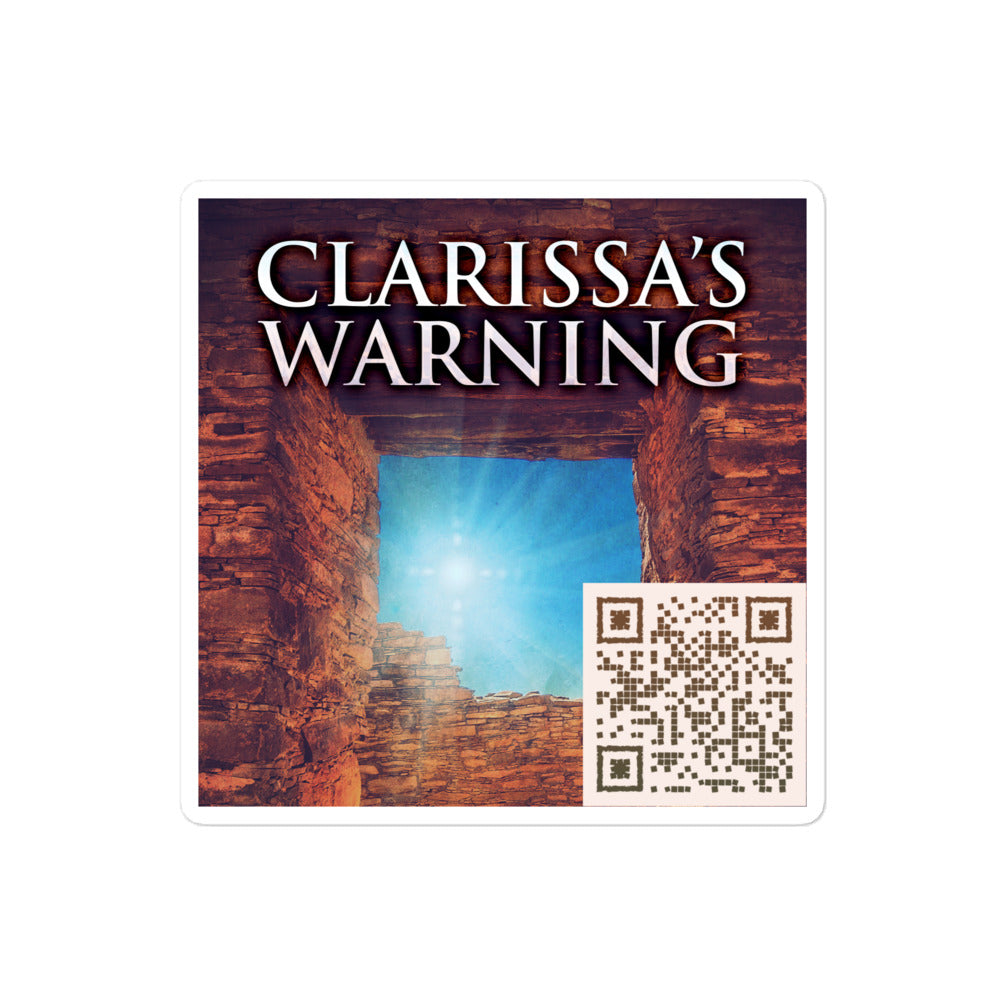sticker with cover art from Isobel Blackthorn's book Clarissa's Warning