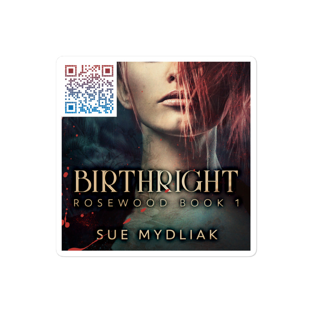 sticker with cover art from Sue Mydliak’s book Birthright