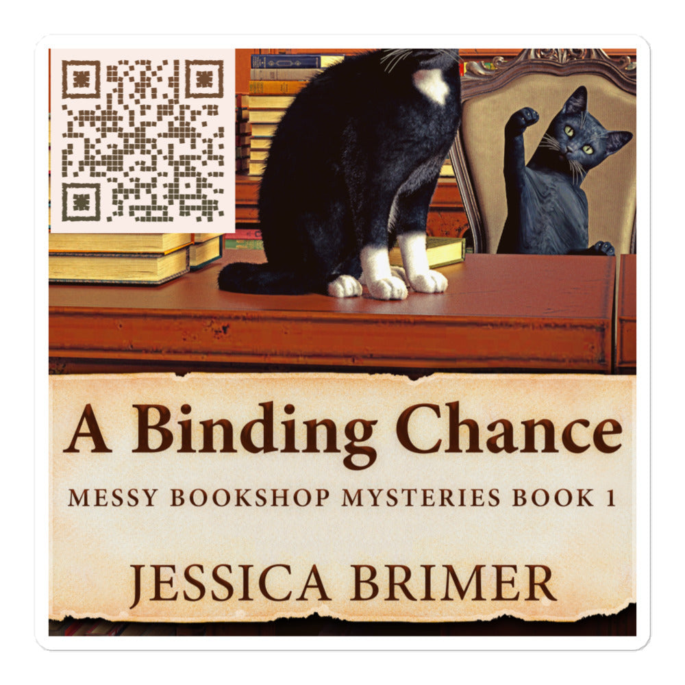 sticker with cover of Jessica Brimer's book A Binding Chance