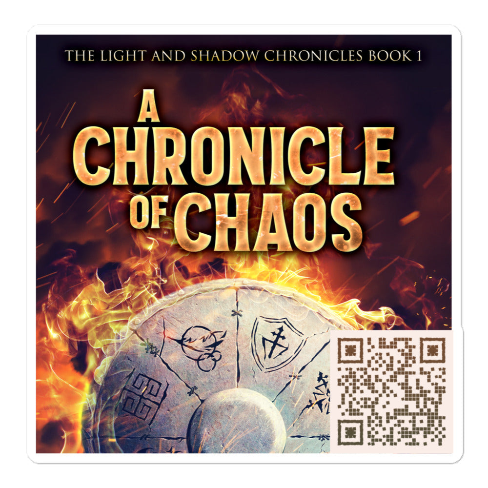 sticker with cover of D.M. Cain's book A Chronicle Of Chaos
