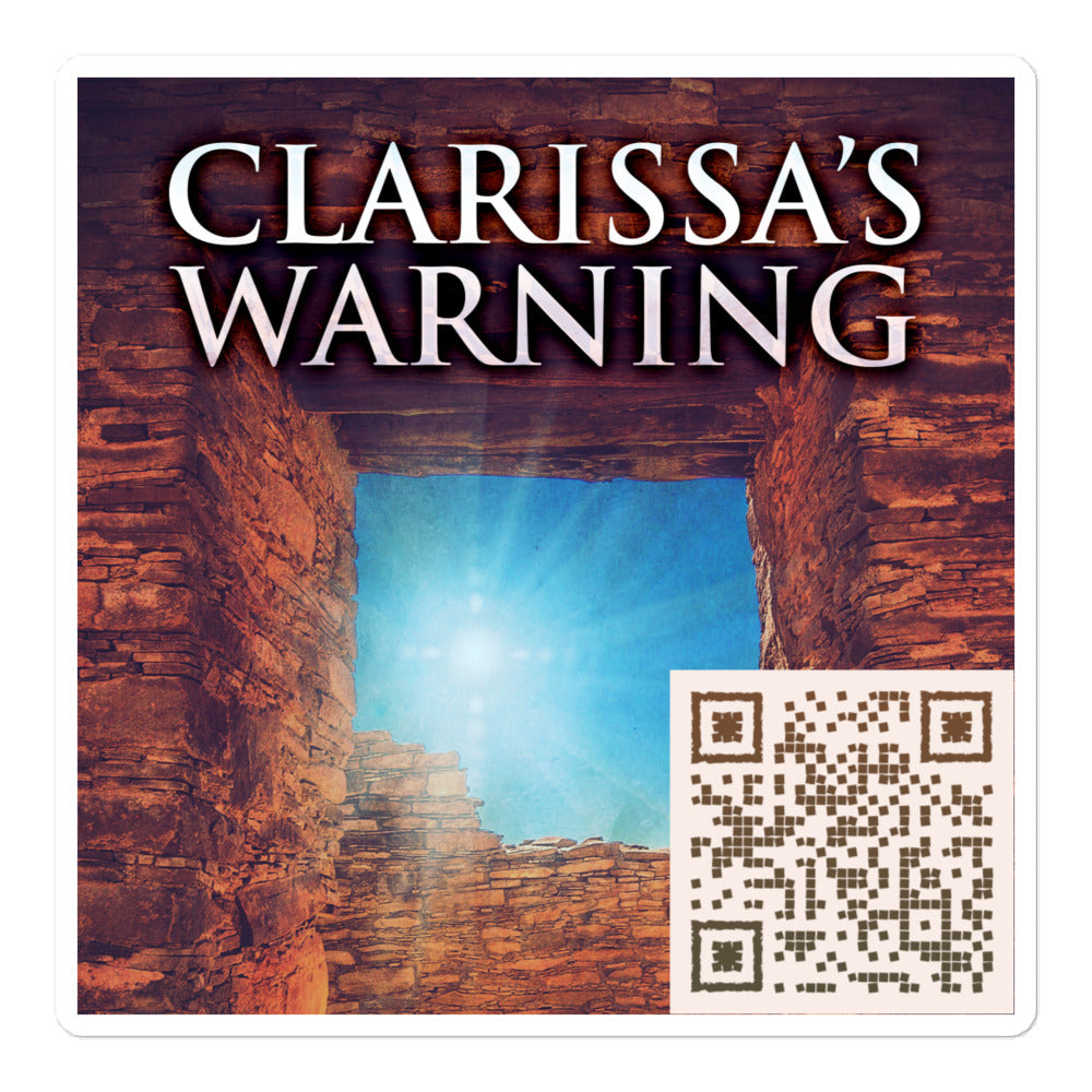 sticker with cover art from Isobel Blackthorn's book Clarissa's Warning