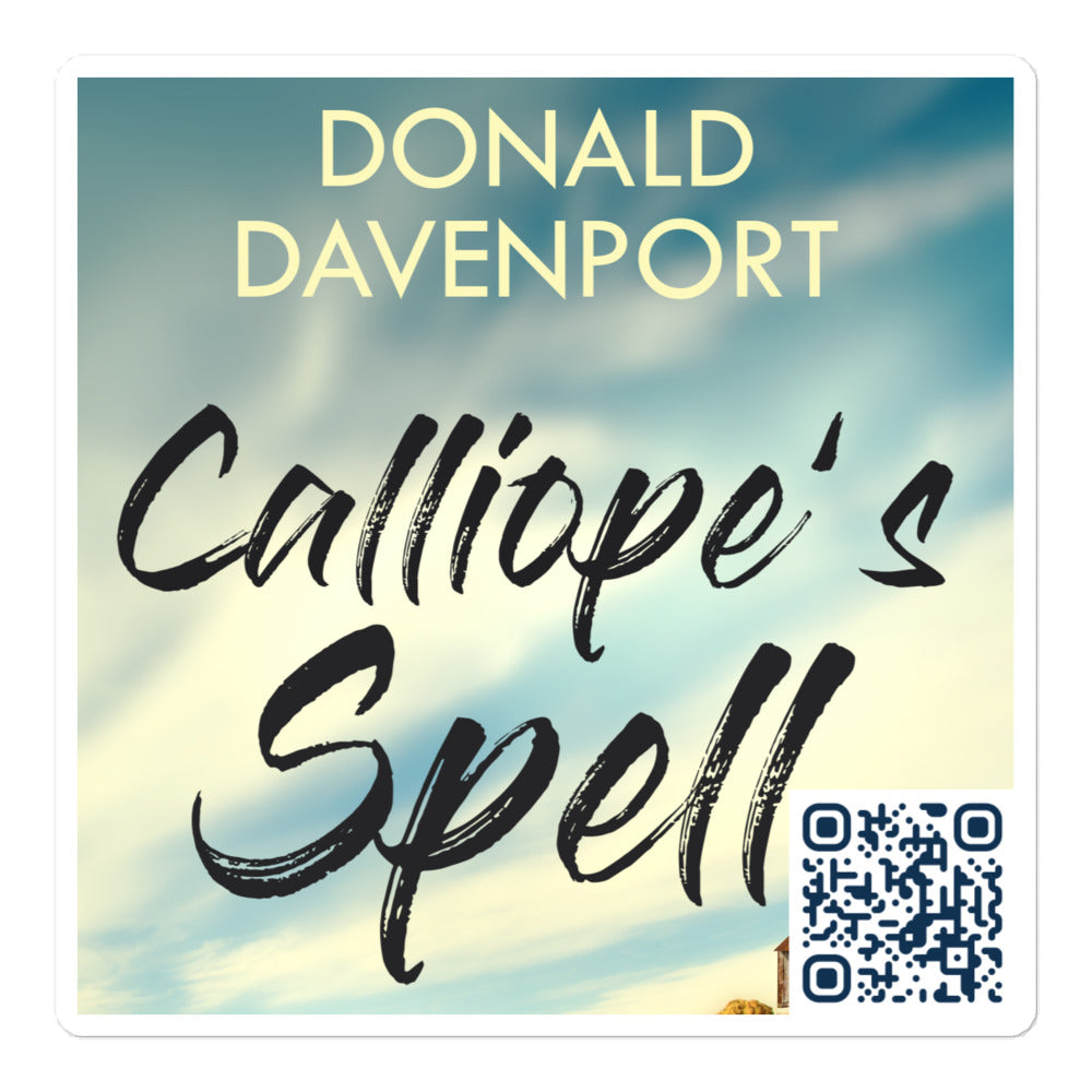 sticker with cover art from Donald Davenport’s book Calliope's Spell