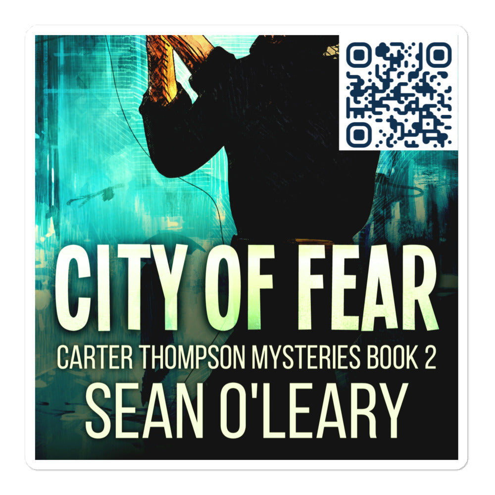 sticker with cover art from Sean O'Leary’s book City Of Fear