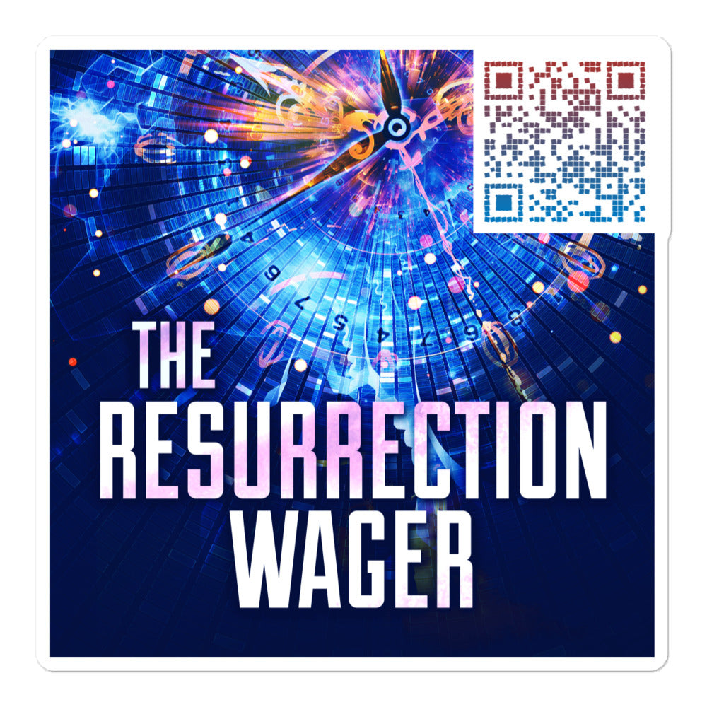 sticker with cover art from Christopher Coates’s book The Resurrection Wager